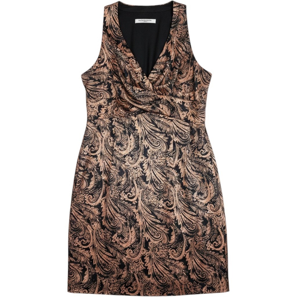 Evan Picone Black Bronze Paisley Womens‎ Dress Large Occasion Boho Timeless HOCO